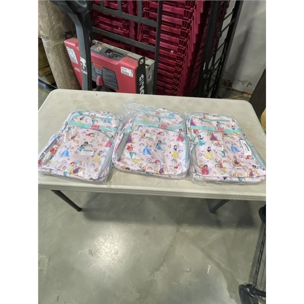 LOT OF 3 NEW GIRLS BACKPACKS DISNEY PRINCESSES