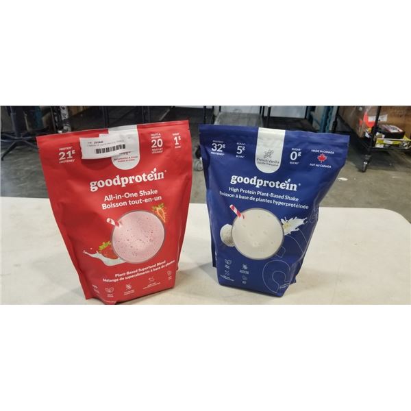 2 BAGS OF GOOD PROTEIN, FRENCH VANILLA VAND STRAWBERRIES AND CREAM, 940GEACH BB 2027