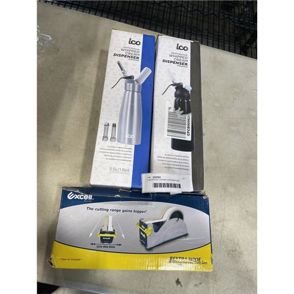 2 WHIPPING CREAM DISPENSER AND EXCELL DOUBLE TAPE DISPENSER