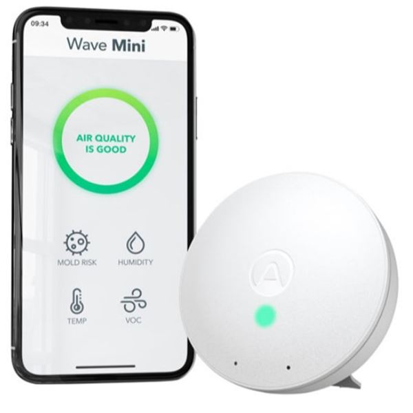 AIRTHINGS WAVE MINI INDOOR AIR QUALITY MONITOR W/ MOLD RISK INDICATION