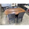 Image 1 : VINTAGE WALNUT DINING TABLE AND 4 LEATHER CHAIRS