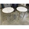 Image 1 : PAIR OF ROUND STONE TOP AND BRASS SIDE TABLES