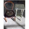 Image 1 : ANTIQUE BALLOON BACK CHAIR AND SIDE TABLE