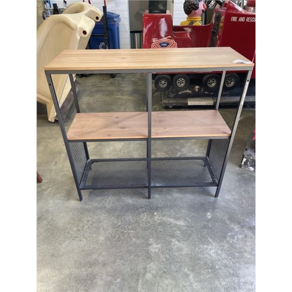 WOOD AND METAL DISPLAY SHELF