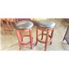 Image 1 : PAIR OF BLACK LEATHER AND BRASS NAIL HEAD SWIVEL BAR STOOLS