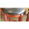Image 3 : PAIR OF BLACK LEATHER AND BRASS NAIL HEAD SWIVEL BAR STOOLS