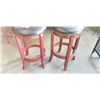 Image 4 : PAIR OF BLACK LEATHER AND BRASS NAIL HEAD SWIVEL BAR STOOLS
