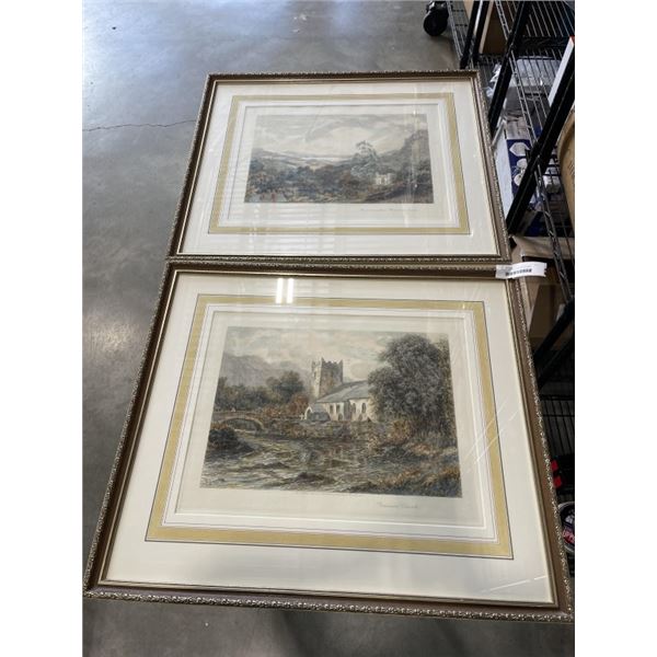PAIR OF ANTIQUE CASTLE/COTTAGE SCENES