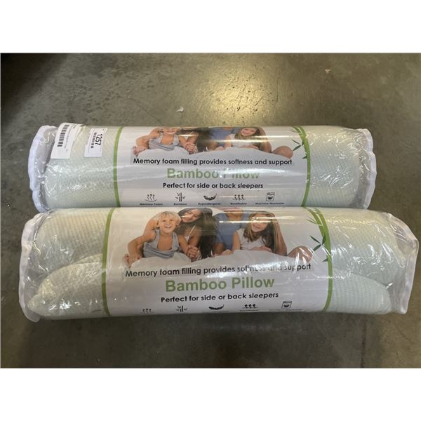 2 BRAND NEW BAMBOO MEMORY FOAM PILLOW - HYPOALLERGENIC, BREATHABLE, AND MACHINE WASHABLE
