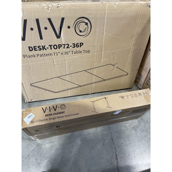 VIVO PLANK PATTERN 71'X36 TABLE TOP AND VIVO BLACK ELECTRIC SINGLE MOTOR DESK FRAME