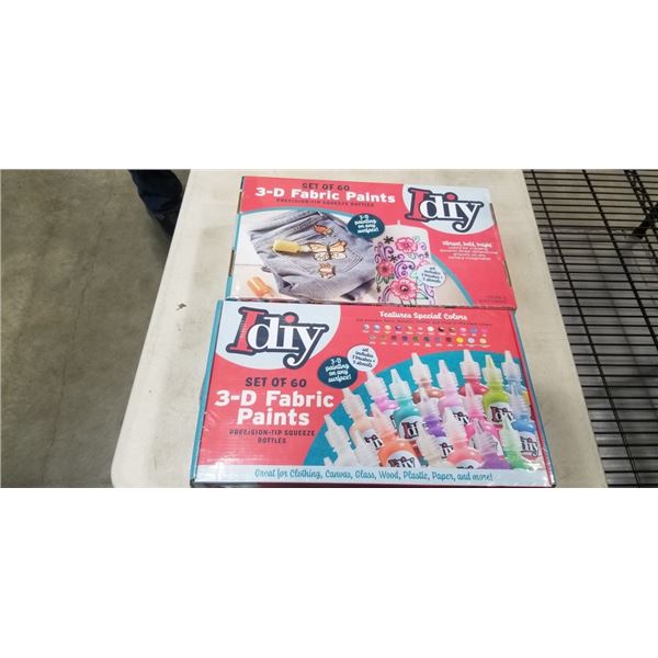 2 IDIY FABRIC PAINT SET 60 DIFFERENT COLOURS IN EACH PACK