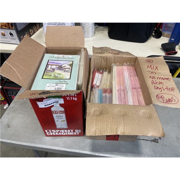 2 CASES OF VINTAGE GREETING CARDS, FROM ENGLAND, VARIOUS TYPES AND OCCASSIONS, APPROX 500 CARDS