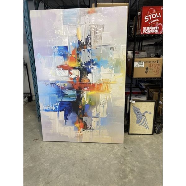 2 PAINTING, ONE BY ISABEL ANDERSON, 1989. SECOND IS 6X4 FEET WITH A CONTEMPORARY DESIGN