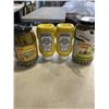 Image 1 : JAR OF PICKLED ASPARAGUS AND JAR OF PICKLED BEANS AND 2 CONTAINERS OF HEINZ YELLOW MUSTARD