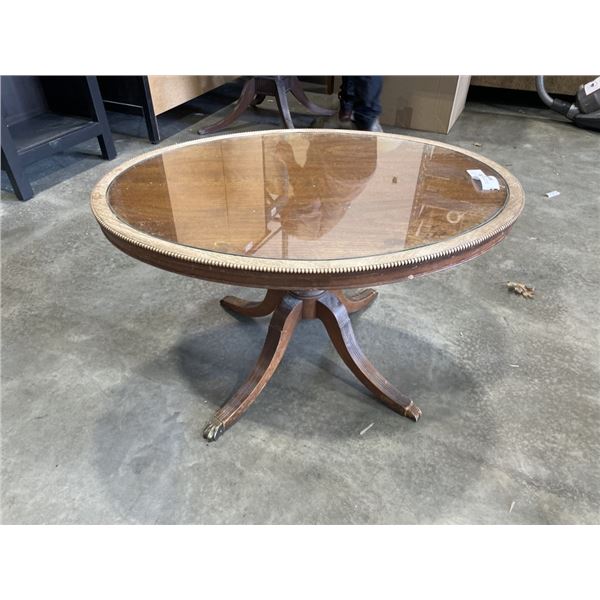 ANTIQUE OVAL GLASS TOP COFFEE TABLE