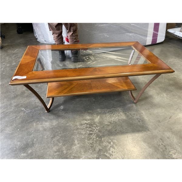 GLASS TOP TWO TIER COFFEE TABLE
