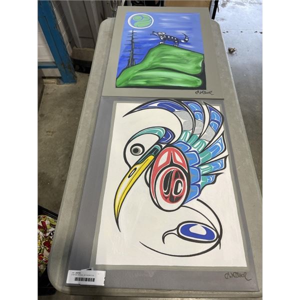 2 NATIVE ORIGINAL ART WORKS ON CANVAS