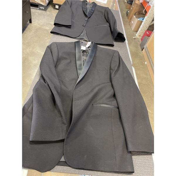 LIKE NEW BLACK AND LEE TUXEDO JACKETS SIZE 34R AND 38L - RETAIL $600