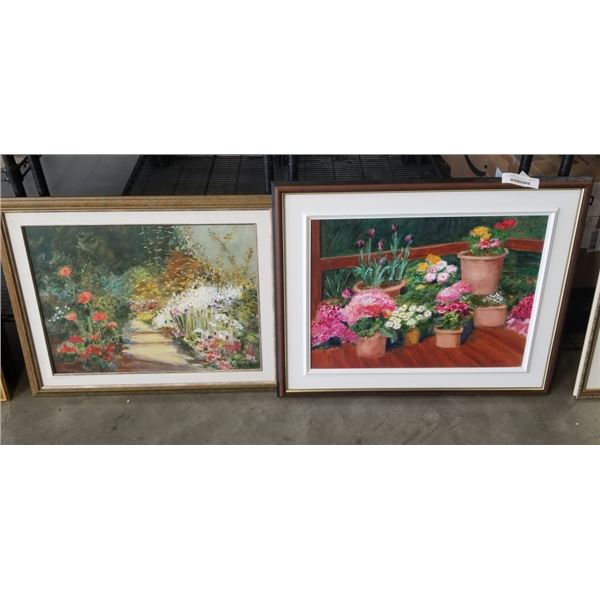 2 ORIGINAL  FLOWER SCENES BY PILAR OTERO OILS ON CANVAS
