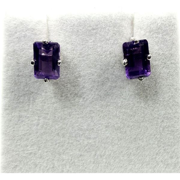STERLING SILVER NATURAL AMETHYST EARRINGS, RETAIL $200.00.