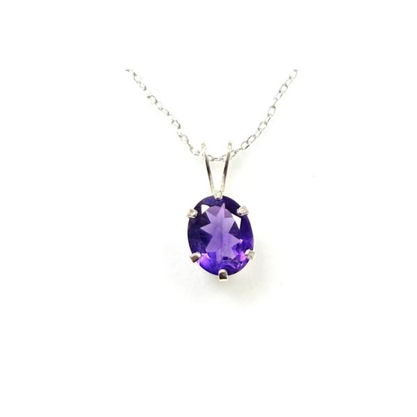 STERLING SILVER NATURAL AMETHYST PENDANT WITH STERLING SILVER CHAIN, RETAIL $350.00.