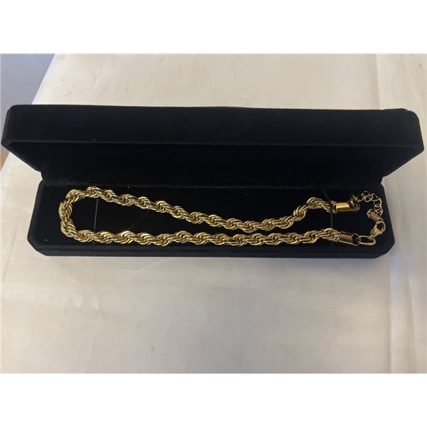 NEW 14K GOLD PLATED 8.0MM ROPE NECKLACE, ADJUSTABLE 17-18.5"