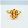 Image 4 : STERLING SILVER NATURAL ORANGE SAPPHIRE (1.19CT) RING, SIZE 7, W/A $540.00. SAPPHIRE IS THE BIRTHSTO
