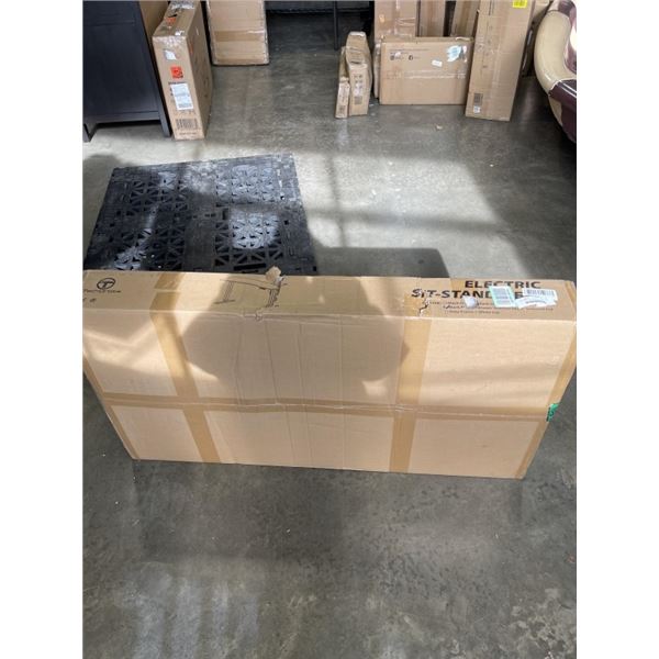 TECHORBITS ELECTRIC SIT TO STAND DESK BLACK FRAME BROWN BUCTER BLOCK TABLE TOP