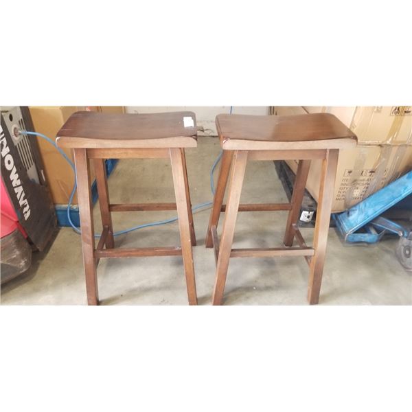 PAIR OF SADDLE SEAT BAR STOOLS