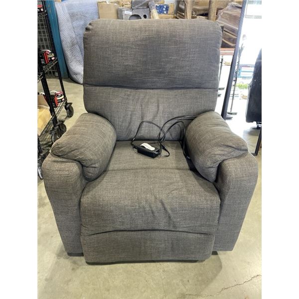 POWER GREY FABRIC RECLINER, WORKING WITH POWER ADAPTORS AND USB PORT