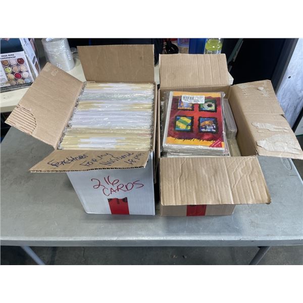 2 CASES OF VINTAGE GREETING CARDS, FROM ENGLAND, VARIOUS TYPES AND OCCASSIONS, APPROX 500 CARDS