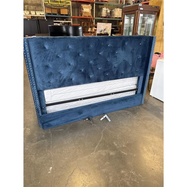 BLUE FABRIC CALIFORNIA KING PLATFORM BEDFRAME