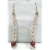 Image 1 : STERLING SILVER ROSE QUARTZ AND RUBY EARRINGS, RETAIL $350.00.