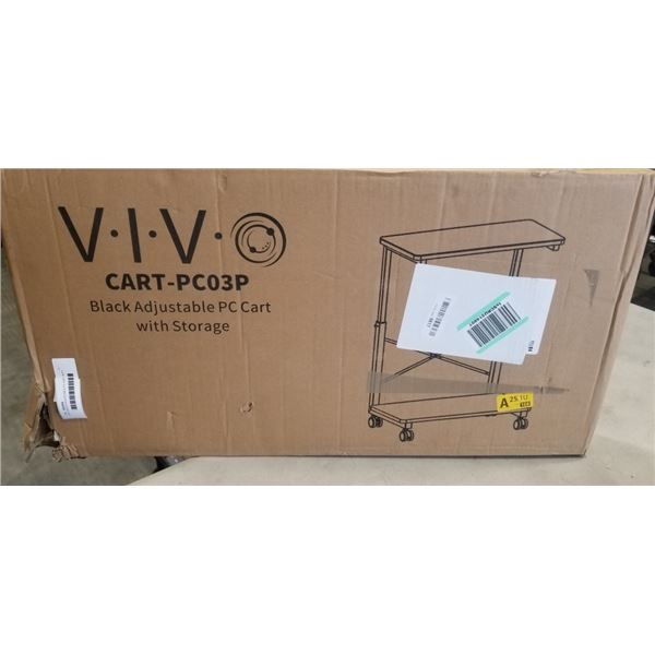 VIVO BLACK ADJUSTABLE PC CART WITH STORAGE