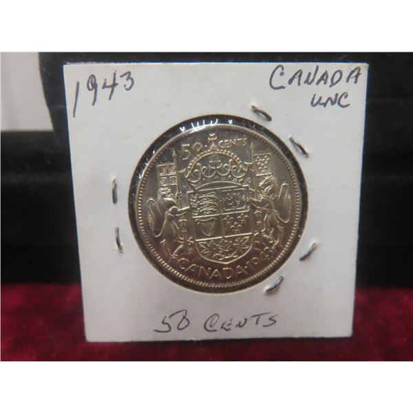 1943 King George VI Half Dollar, 800 Silver