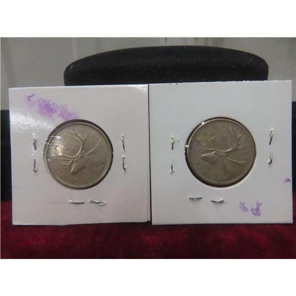 1964 Canadian Quarter (Elizabeth II Dei Gratia Regina, Silver) and 1965 Canadian Quarter (Silver)