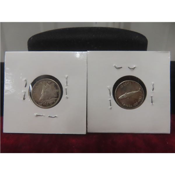 1867-1967 Canadian Silver Dime and 1963 Canadian Silver Dime
