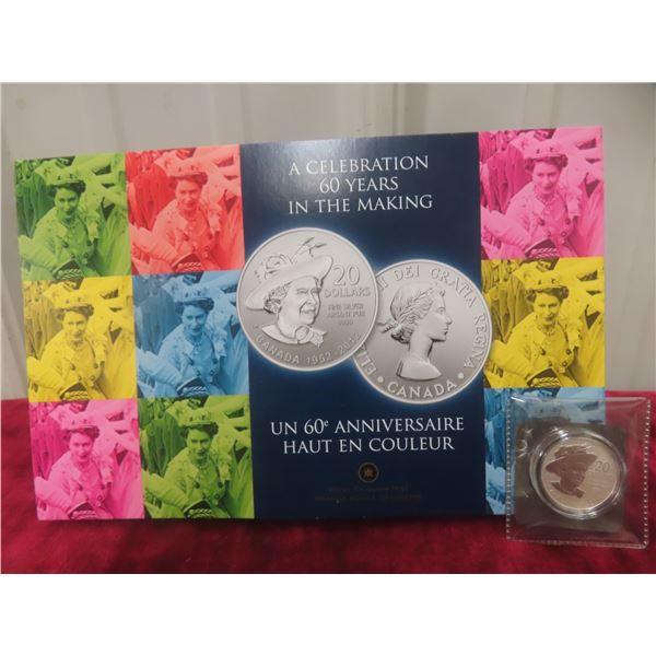 1952-2012 $20.00 Fine Silver 99.99, 7.96g — Her Majesty's Diamond Jubilee Commemorative Coin