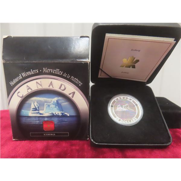 2004 $20.00 Fine Silver Coin 99.99, 31.39g — Natural Wonders Canada Iceberg, in Case and Box