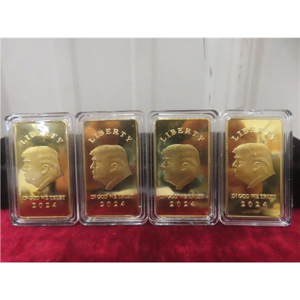 4 Gold Plated Bars with 2024 American President Images