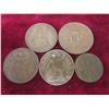 Image 1 : 3 U.K. Pennies (1917, 1936, 1944), U.K. Half Penny (1917), and 1953 Canadian Coronation Medallion