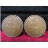 Image 4 : 3 U.K. Pennies (1917, 1936, 1944), U.K. Half Penny (1917), and 1953 Canadian Coronation Medallion
