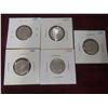 Image 1 : 5 Canadian 5¢ Coins: 1934 (x2), 1937, 1938, and 1939