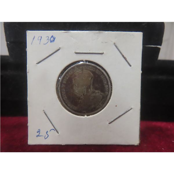 1930 Canadian 25¢ Coin