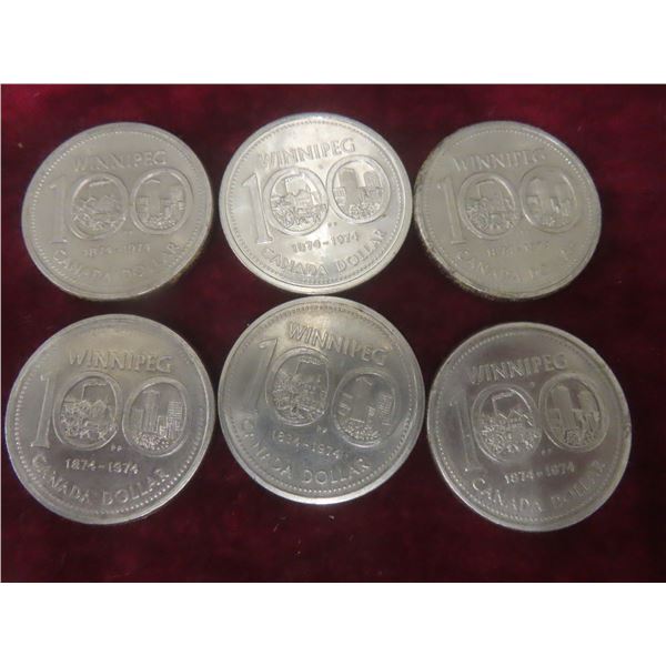 6 x 1974 Canadian $1 Coins