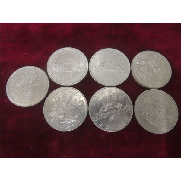 7 Canadian $1 Coins: 1970 (x3), 1971, 1973, 1978, 1979