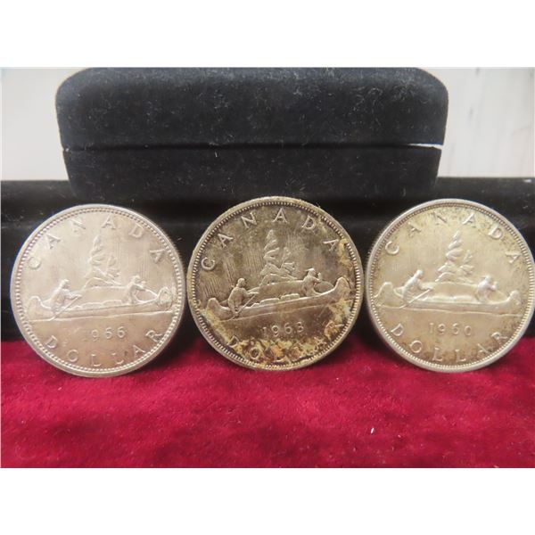 3 Canadian $1 Coins: 1960, 1963, and 1966