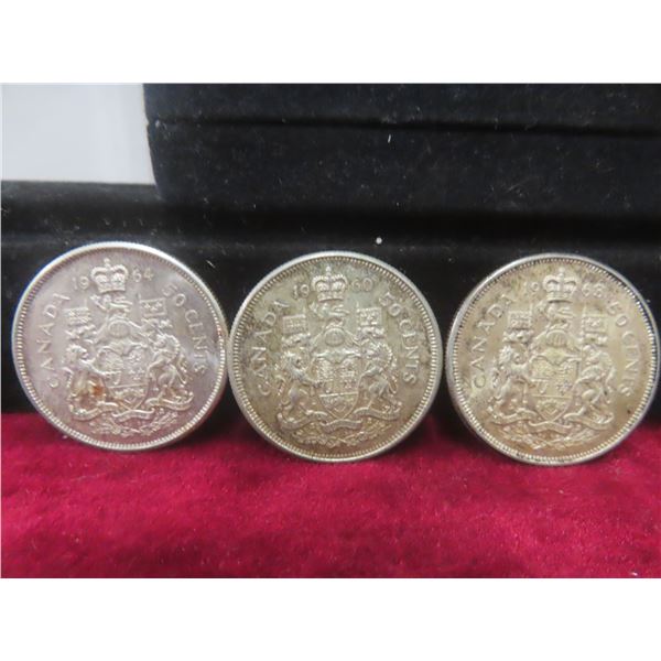 3 Canadian 50¢ Coins: 1960, 1963, and 1964