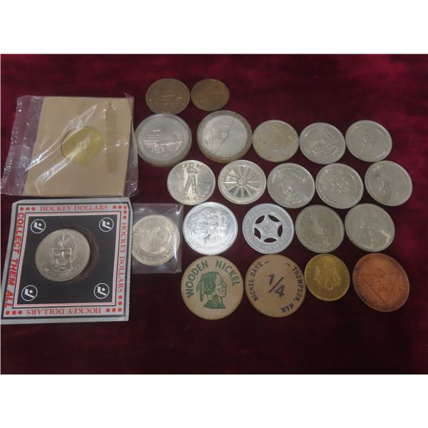 Lot of Tokens, Red River Dollars, Wooden Nickels, and More