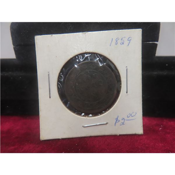 1859 Canadian Large 1¢ Coin